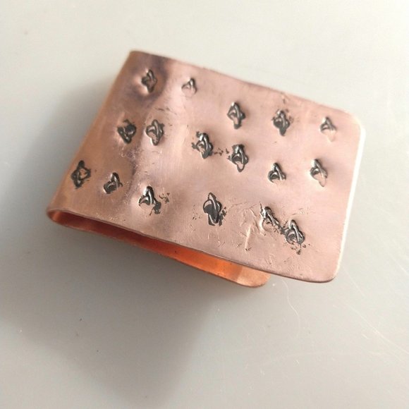 Solid Copper Money Clip Saturn Handmade Rustic Men Planet Gift Usher Father Dad - Picture 11 of 11